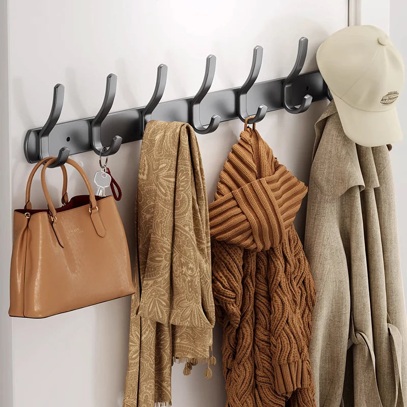 rangement mural adhésif gris moderne crochets alliage aluminium porte vêtements porte sacs