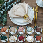serviettes coton 40x40cm réutilisables beige clair texture classique anneau doré restaurant maison party