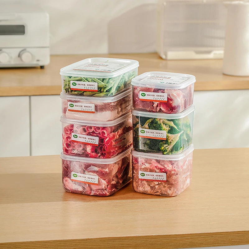 boîtes conservation alimentaires transparentes modernes poignées étiquettes fruits légumes viandes