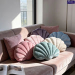coussin velours coquillage lavable moderne rose bleu violet lit salon chambre