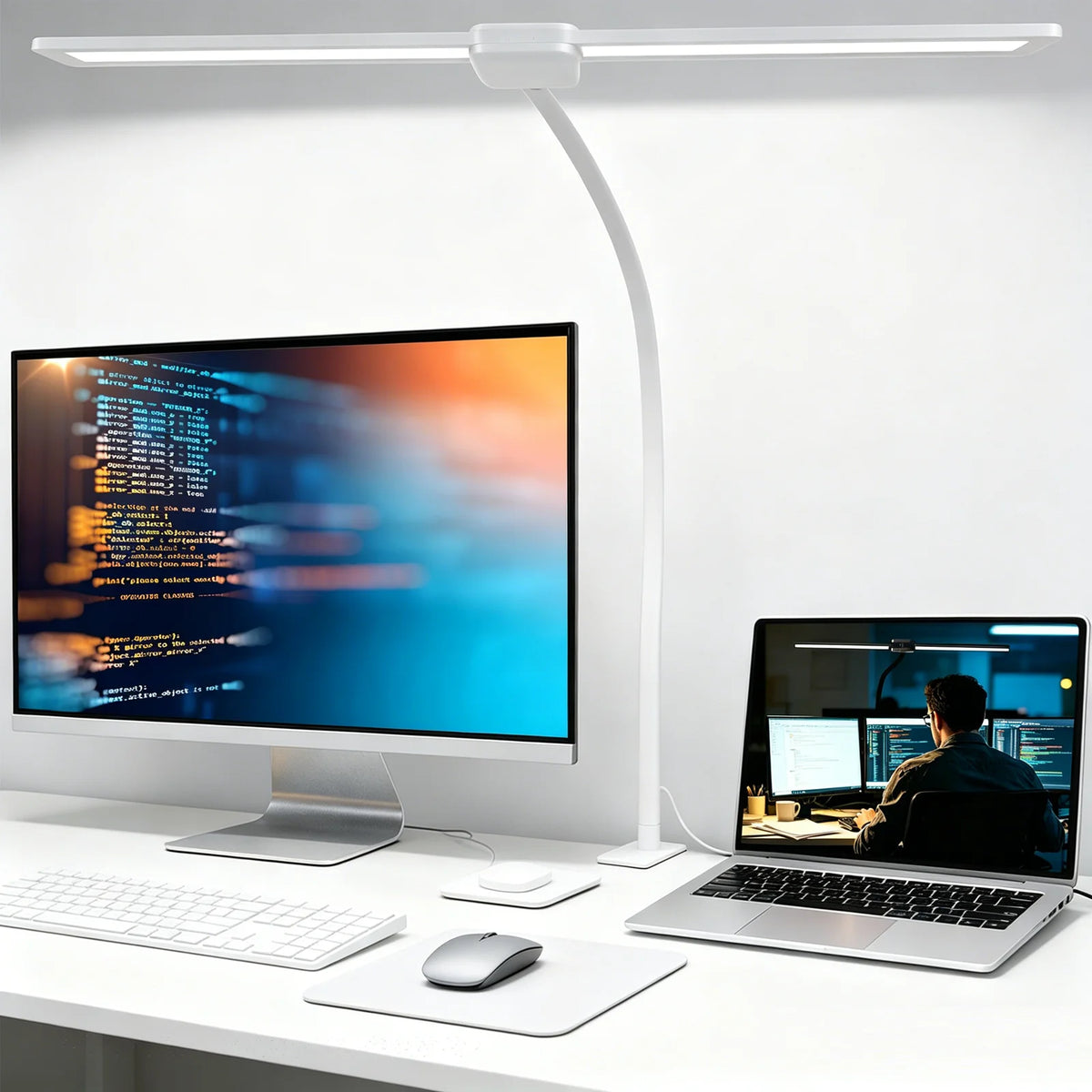 lampe led double tête clip noir blanc moderne interrupteur tactileflux lumineux réglableusb