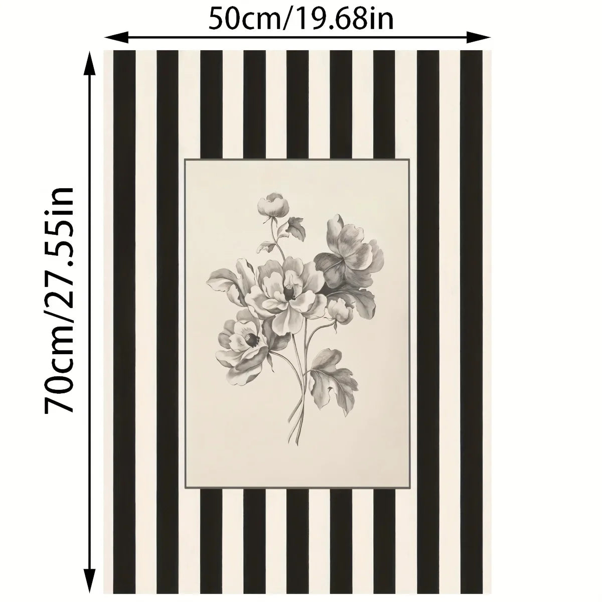impression toile florale noire blanche chambre salon decoration vintage moderne