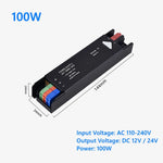 alimentation led 12v 24v 60w 100w 200w 300w 400w noir transformateur d'éclairage safe moderne