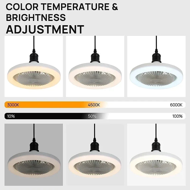 lampe ventilateur blanc moderne grille ventilation télécommande incluse e27 fixation led adjustable dimmable