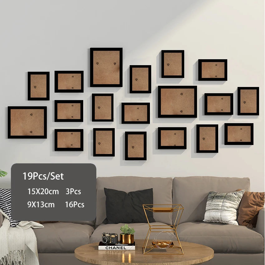 cadres photo bois modernes blancs noirs verre transparent clips inclusion minimaliste mur