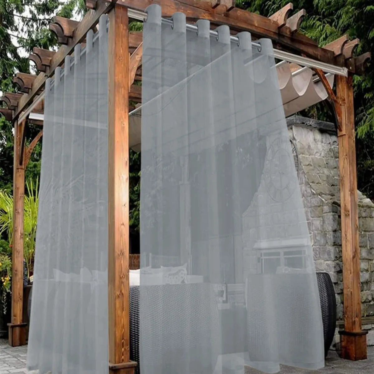 rideau extérieur moderne polyester translucide balcon pergola contemporain restaurant 132x183cm 1pc