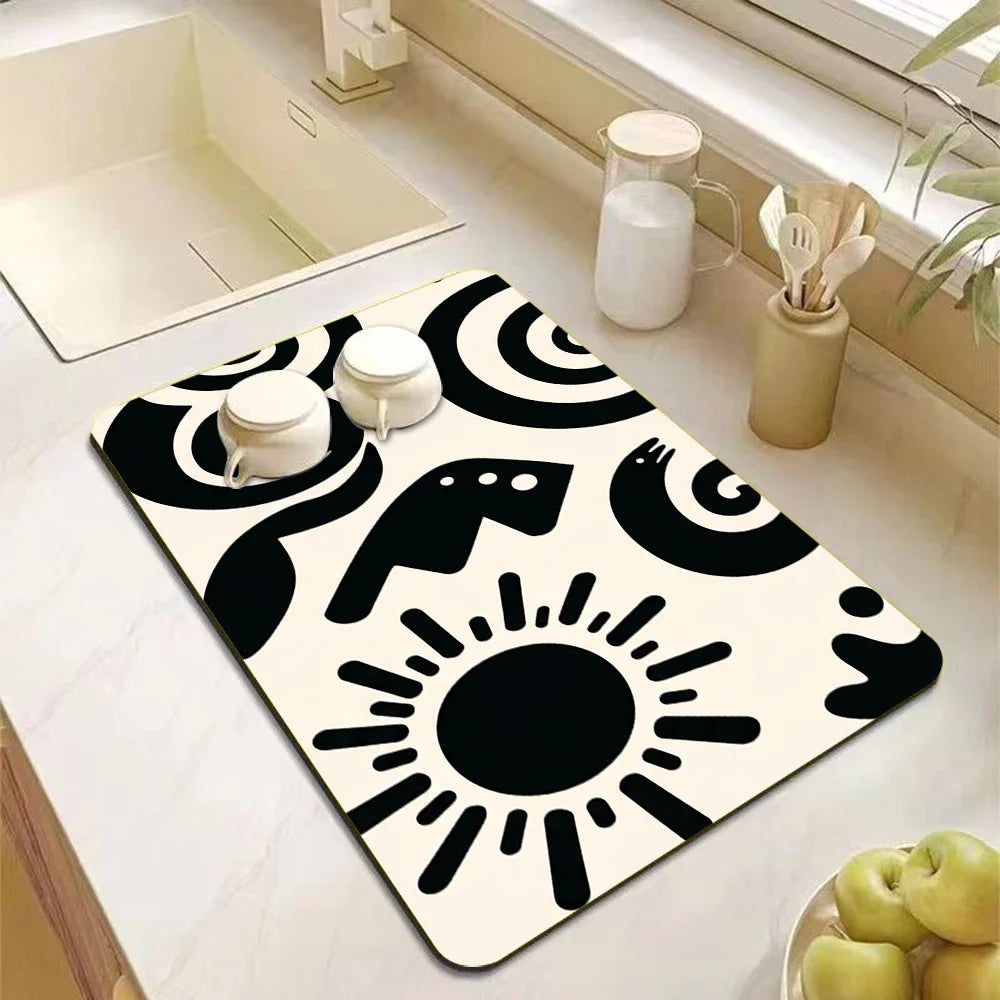 tapis cuisine gris antidérapant absorbant séchage rapide caoutchouc protection plan travail moderne