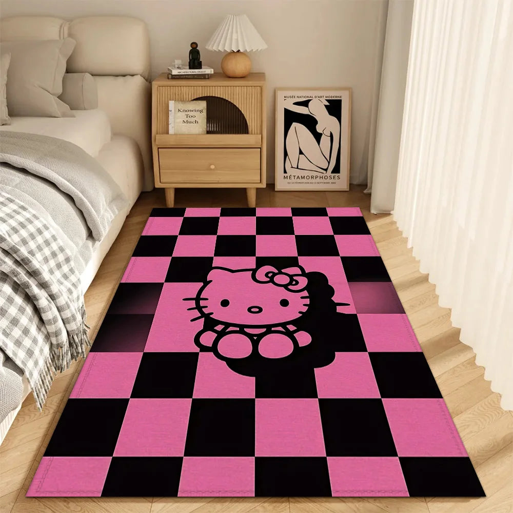 tapis sol chambre enfant motif hello kitty carreaux moderne doux anti dérapant décoratif
