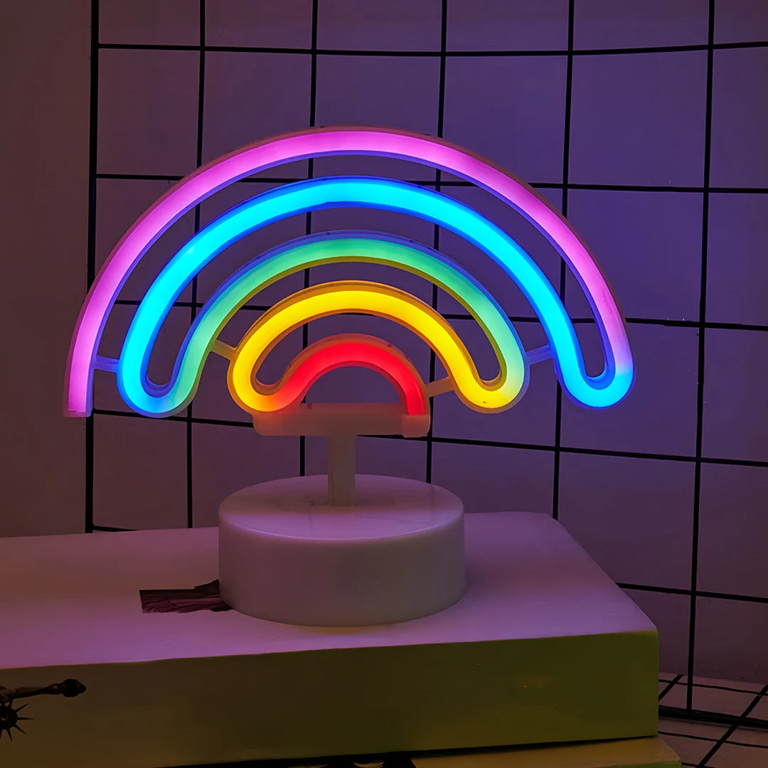 lampe néon arc ciel moderne violet bleu vert jaune orange rouge usb piles chambre