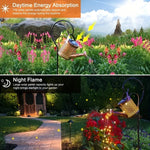 arrosoir lumineux solaire or noir artisanal rustique interrupteur panneau solaire crochets métalliquesextérieur led jardin