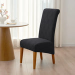 housse chaise extensible grise rayures diagonales élastique moderne salle manger maison