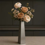 vases modernes acier inoxydable arrangement fleurs hydroponiques wabisabi décoration intérieure table maison