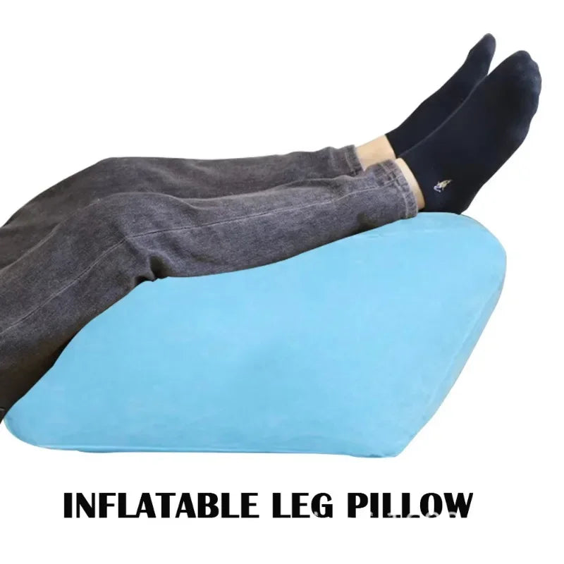 coussin gonflable velours bleu rose confortable massage jambes support ventilation aiguille fixation