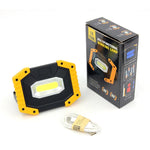 projecteur led multifonctionnel industriel jaune noir compartiment piles usb