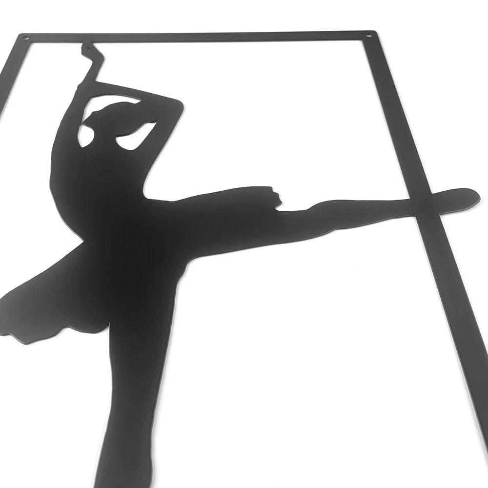 décoration murale silhouette danseuse pose classique art minimaliste noir métalintérieur chambre salon trois pièces