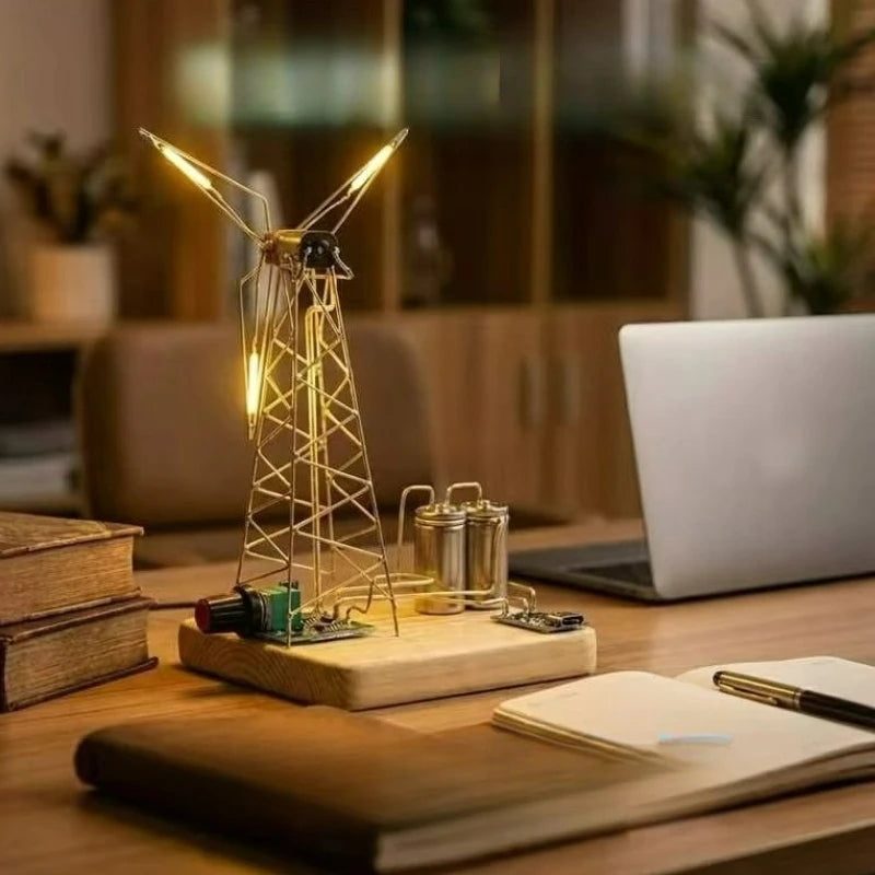 lampe vent industrielle rétro bois métal doré géométrique anniversaire décoration