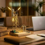 lampe vent industrielle rétro bois métal doré géométrique anniversaire décoration
