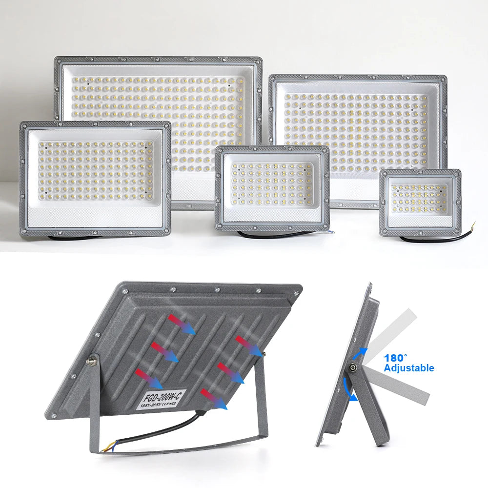 projecteur led gris moderne ip66 220v 50w 100w 200w 300w 500wextérieur