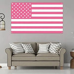 drapeau rose étoiles blanches décoration intérieure rayures horizontales accrochage salon classique vinyle