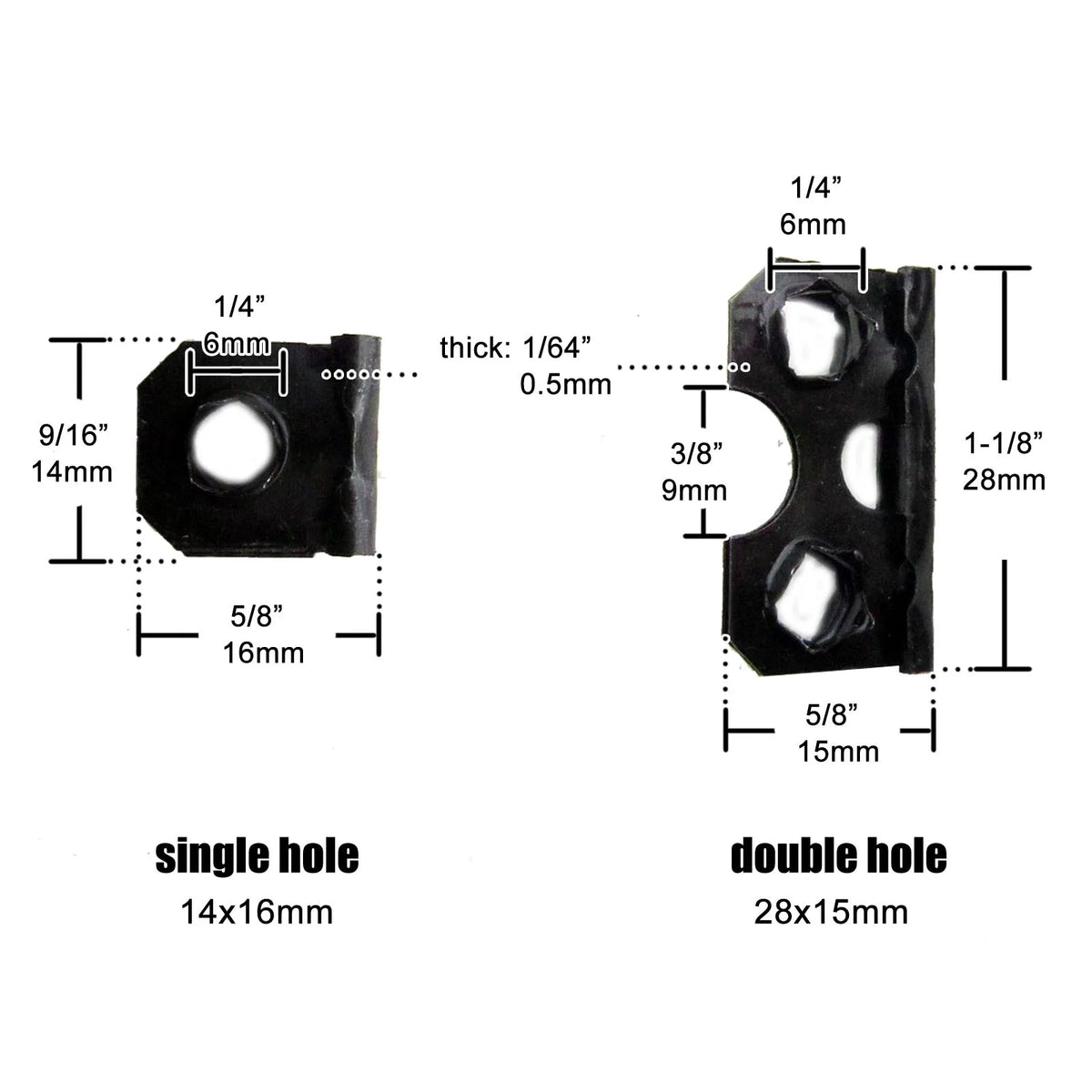 supports cadre photo noir métallique industriels fixation trou 14x16mm 28x15mm