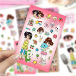 sticker autocollant rose personnages animés coeurs étoiles fruits opacité illustration cartoon multicolore