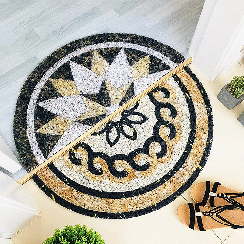 tapis d'entrée noir floral antidérapant moderne 30x60cm 40x80cm 45x90cm PVC