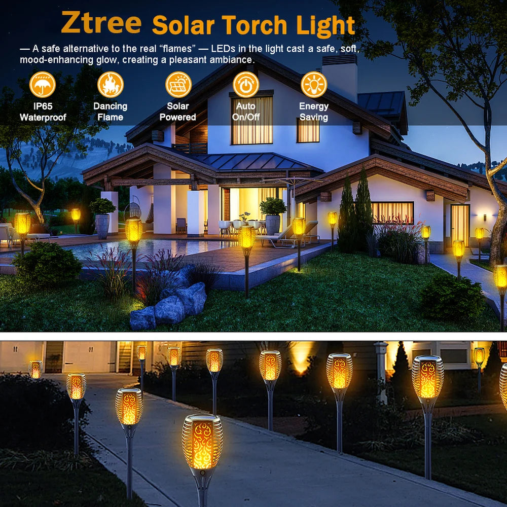 lumière solaire led flamme noire extérieure moderne jardin patio piscine