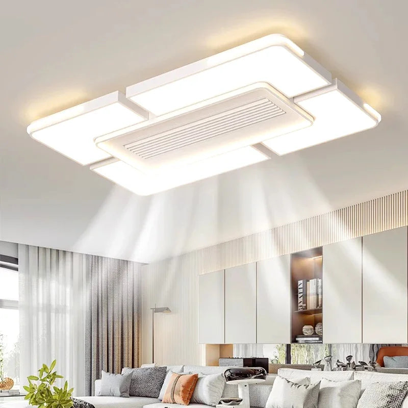 plafonnier led moderne blanc rectangulaire grille ventilation salon chambre minimaliste