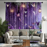 rideaux violet papillon lierre romantique deux panneaux polyester intégré chambre