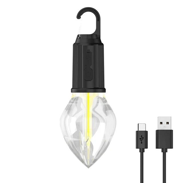 ampoule led portable rechargeable camping pêche barbecue lumière chaude carabine usb type vintage noir