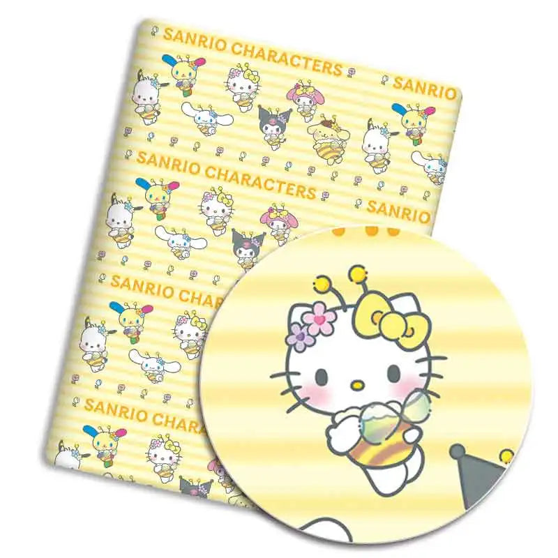 tissu polyester coton motifs dessins animés hello kitty my melody cinnamoroll protège cahiers enfants