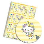 tissu polyester coton motifs dessins animés hello kitty my melody cinnamoroll protège cahiers enfants