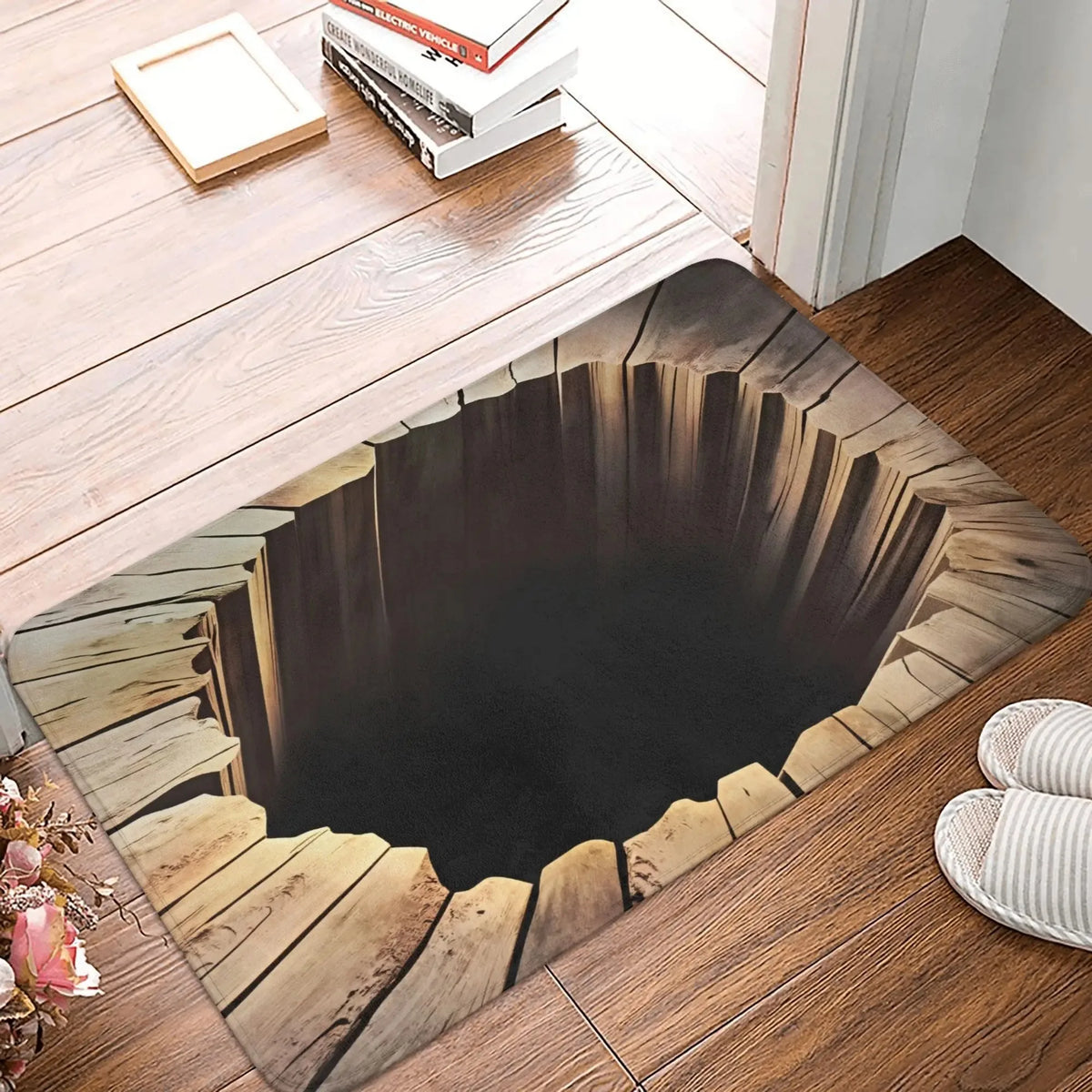 tapis sol moderne 3d antidérapant extérieur noir blanc gris bleu marron motifs pattes chien