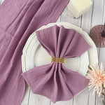 lot 12 serviettes coton table clips dorés couleur bleu clair