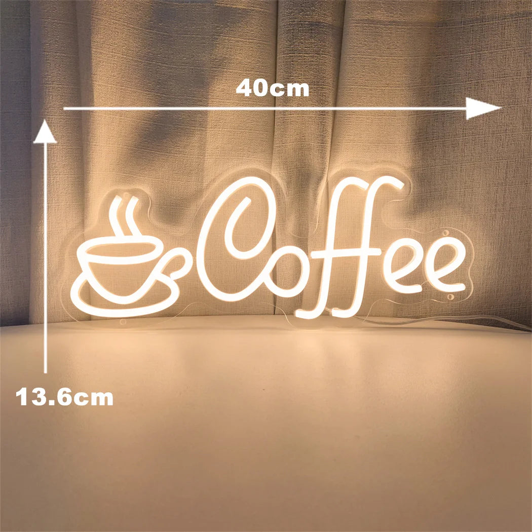 néon lumineux moderne coffee blanc bleu rouge jaune décoration intérieure professionnelle usb alimentée