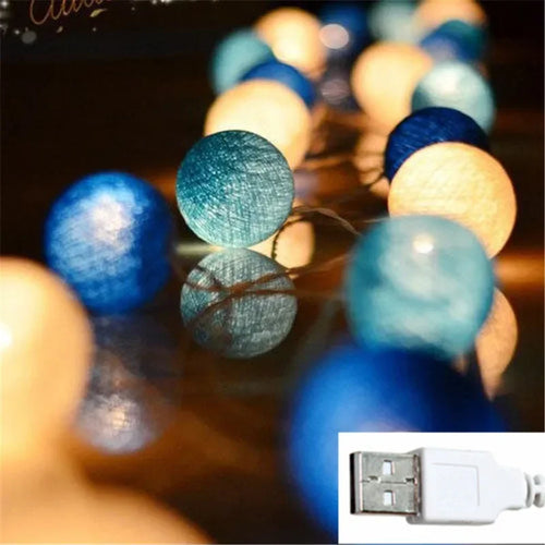 guirlande lumineuse boules fil coton décoration maison mariage noël led ambiance vintage intérieur décoratif