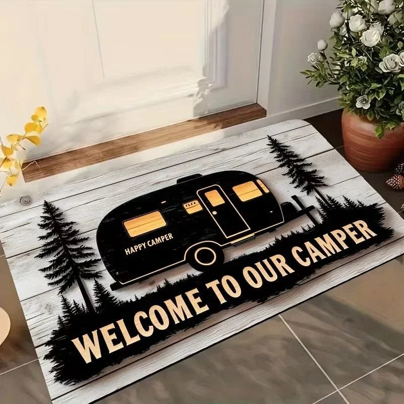 tapis d'entrée camping motif nuit antislip facile entretien moderne polyestère