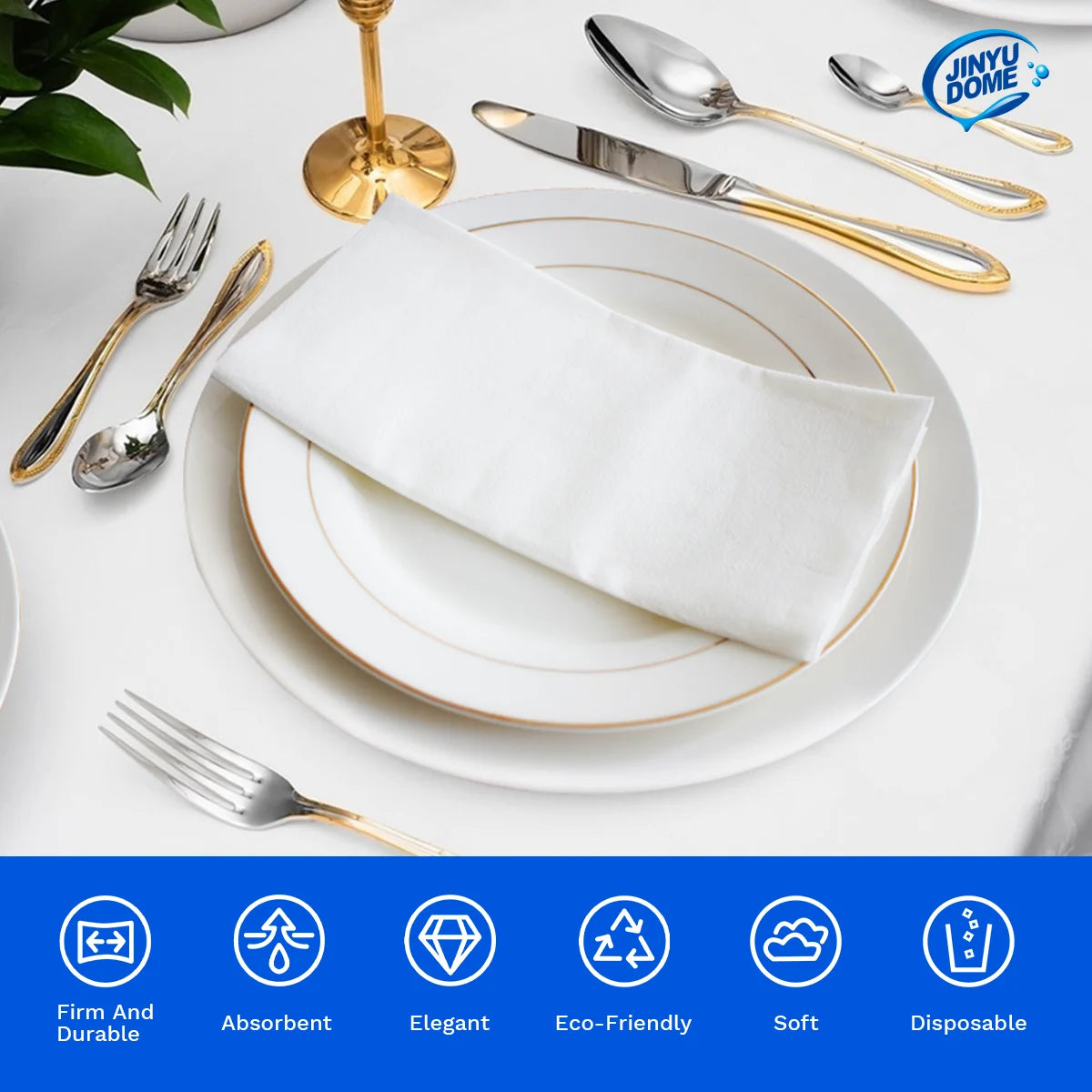 serviettes papier blancs absorbantes modernes jetables pliées fêtes événements mariage