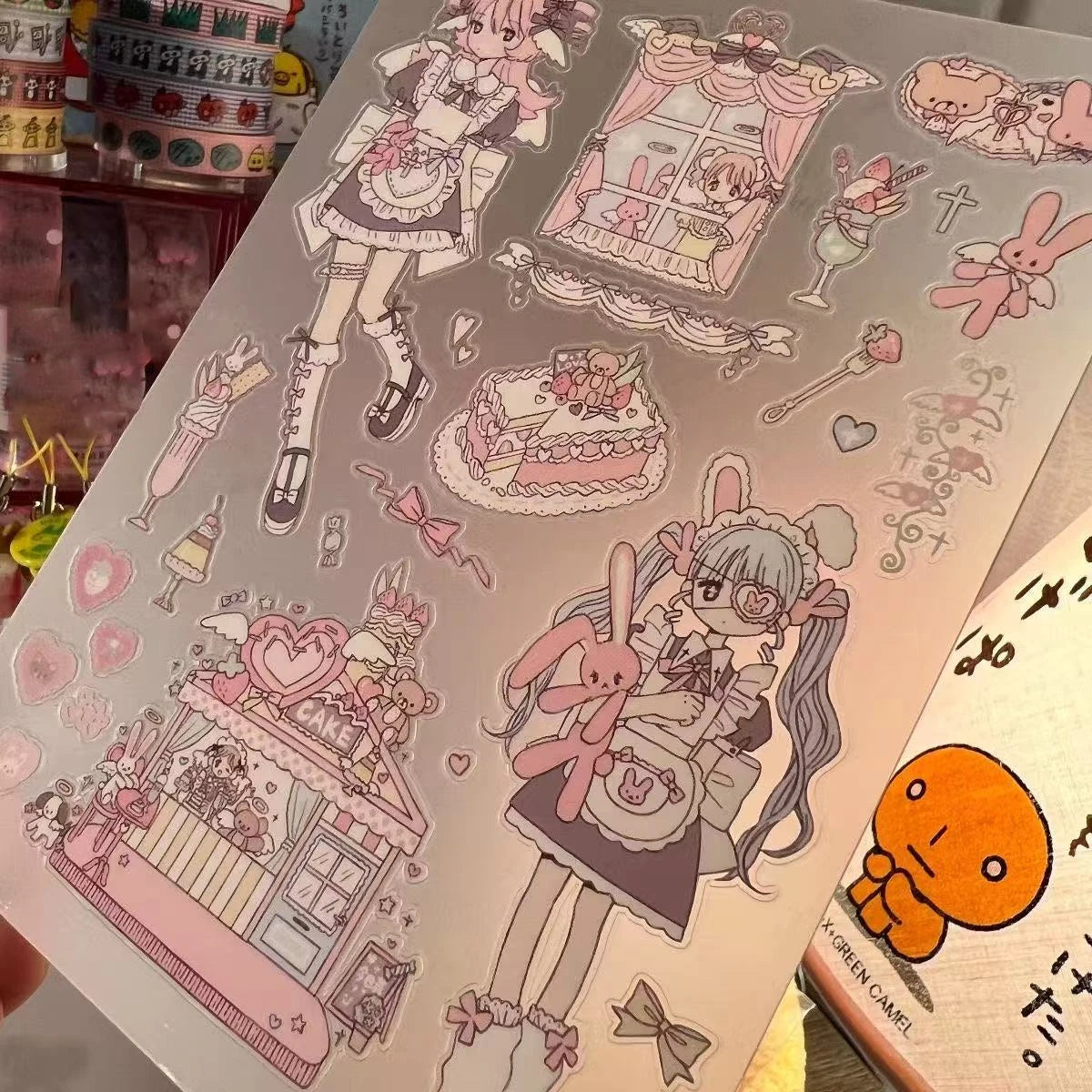 stickers kawaii manga pastel goth personnages gâteaux sushi ramen bâtiments traditionnels japonais
