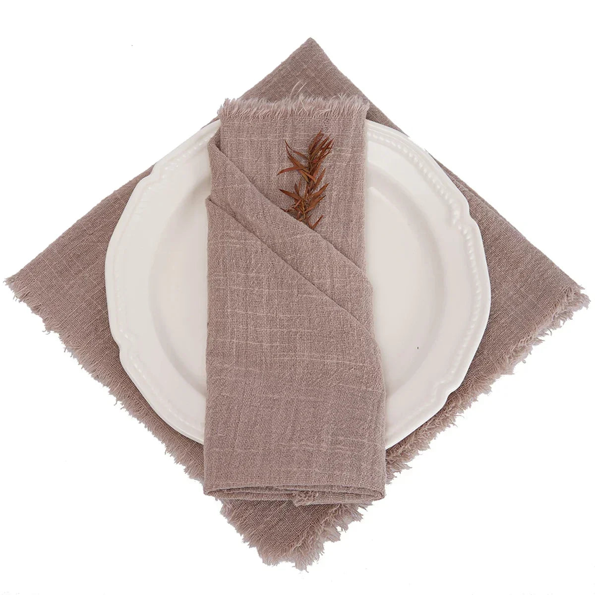 lot serviettes table coton rose franges ruban décorations mariage fête table rustique moderne