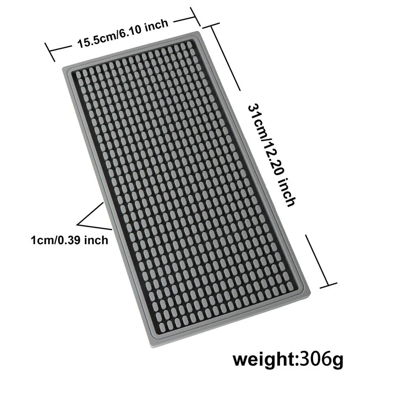 tapis bar moderne silicone bleu gris noir blanc texture points 15.5cm 31cm résistant déversement