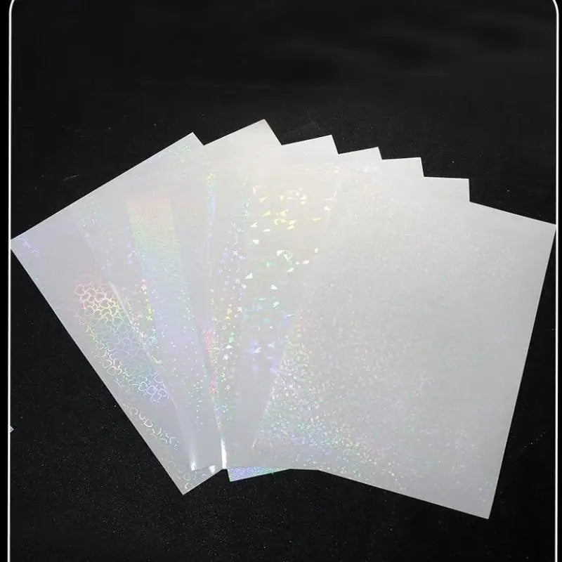 feuilles holographiques décoratives argentées cœurs étoiles motifs brillants moderne scintillant