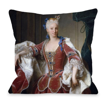 coussin décoratif carré portrait femme noble baroque classique peinture rouge bleu doré maison