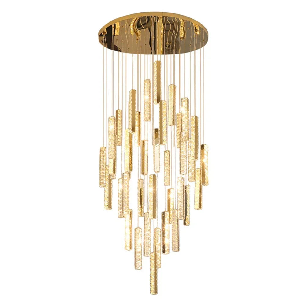 suspension lumineuse contemporaine or argent texture brillante élégante chambre salle bain led