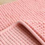 tapis bain gris rose boules relief antidérapant moderne sol epais chenille