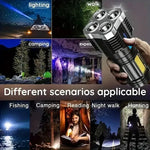 lampe torche rechargeable 5w led noire argentée texturée camping lecture nocturne
