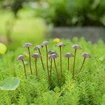 piquets decoratifs jardin metal forme champignons retro decoration exterieure printemps amusants miniatures marron gris