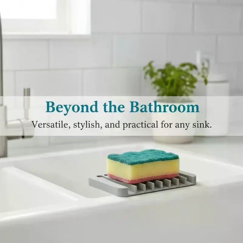 support savon gris moderne adhésif respectueux environnement douche évier cuisine