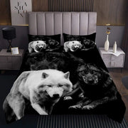 Parure de lit loup 3 pièces 140x200 pour chambre garçon - Impression 3D animaux sauvages