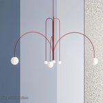 suspension lumineuse moderne rouge blanc sphères translucides chambre salon étude scandinave